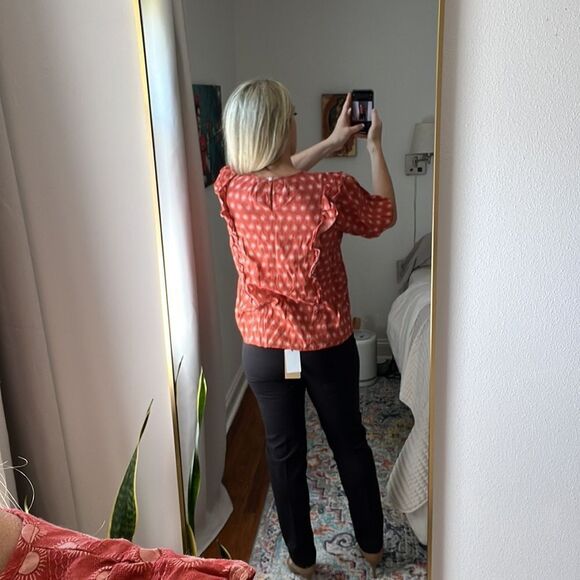 Universal Thread Boho Ruffle Orange Short Sleeve Top Size Medium - Picture 4 of 7